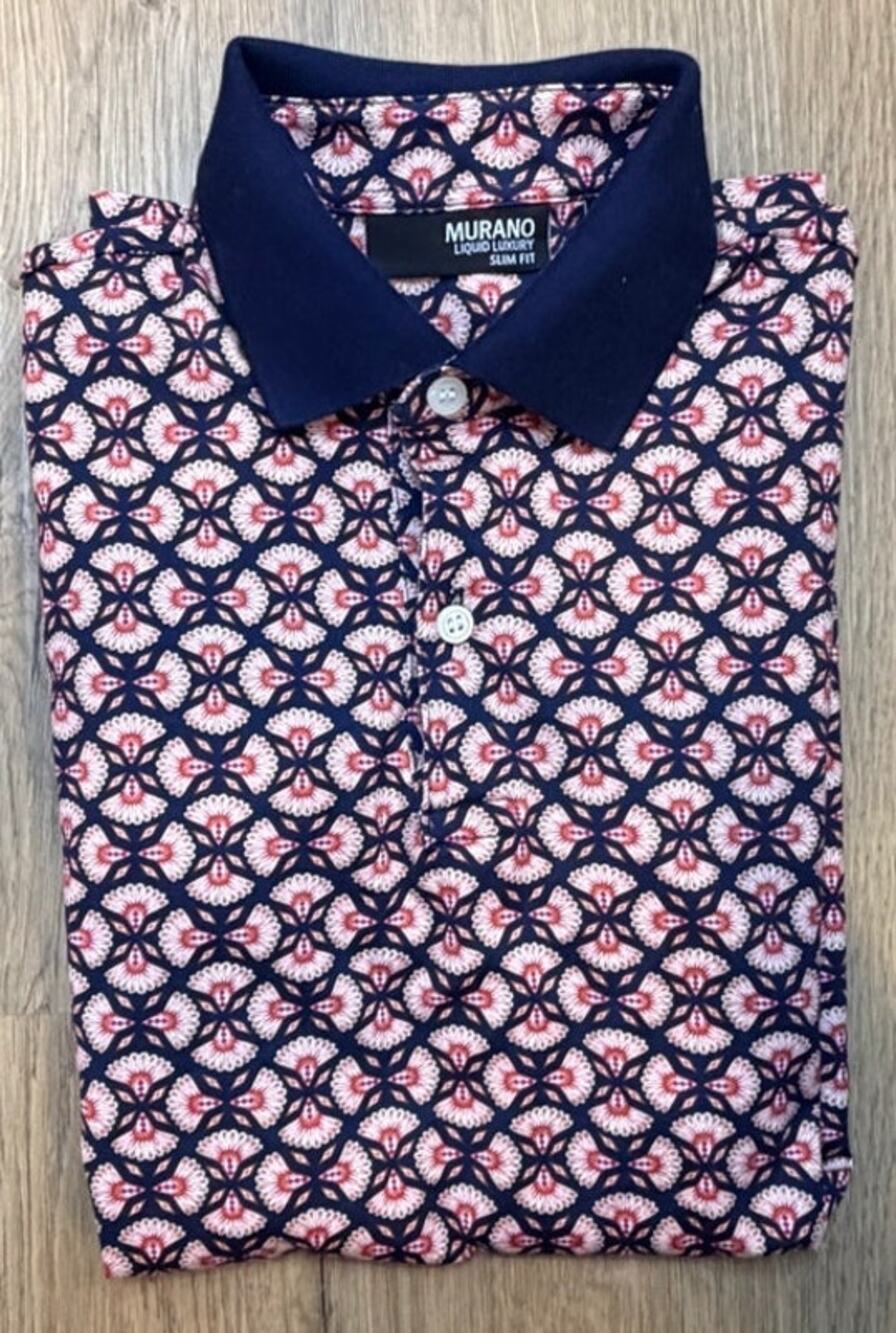 Murano Liquid Luxury Slim Fit Polo 100% Cotton Golf Athleisure Casual Hybrid - Picture 1 of 8
